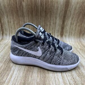 Nike LunarEpic Low Flyknit Women's Size 7‎ Oreo Black Running Shoes Sneakers